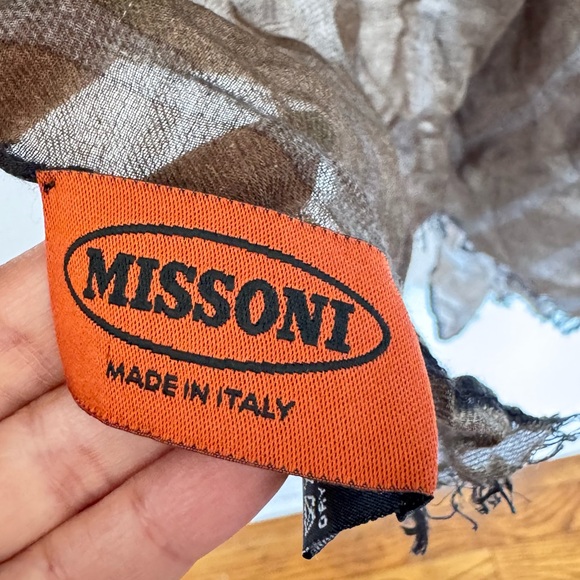 Missoni Cashmere Boho Earth Tone Chevron Striped Scarf - Picture 7 of 10